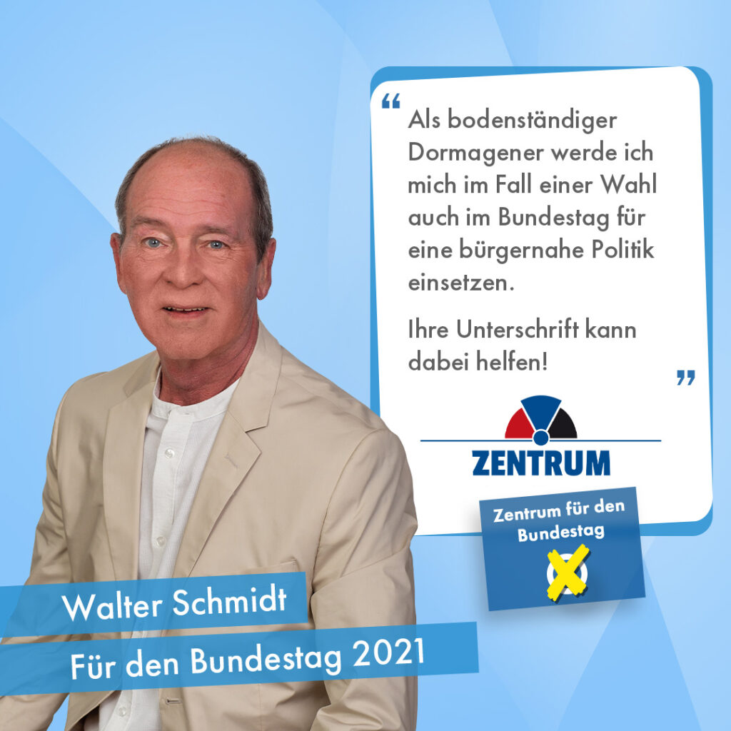 Walter Schmidt Kandidat des Zentrums Dormagen Bundestagswahl 2021